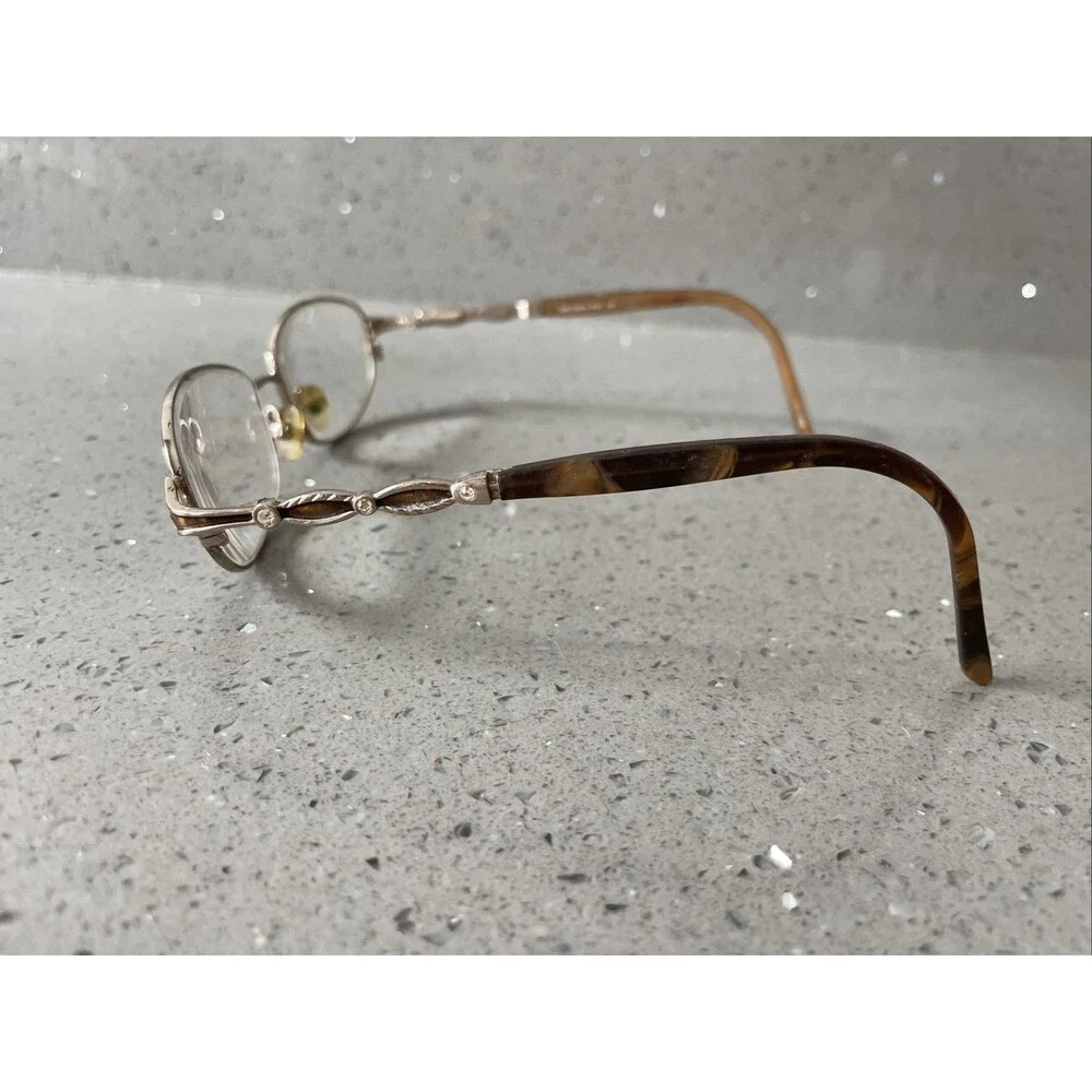 Joan Collins 9731 Gold Brown Eyeglasses FRAMES ONLY 52-16-135 oval full rim